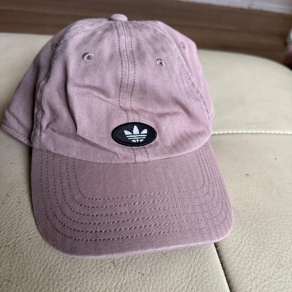 Adidas Originals Trefoil‎ Relaxed Strapback Hat Dusty Rose Pink Herringbone Cap